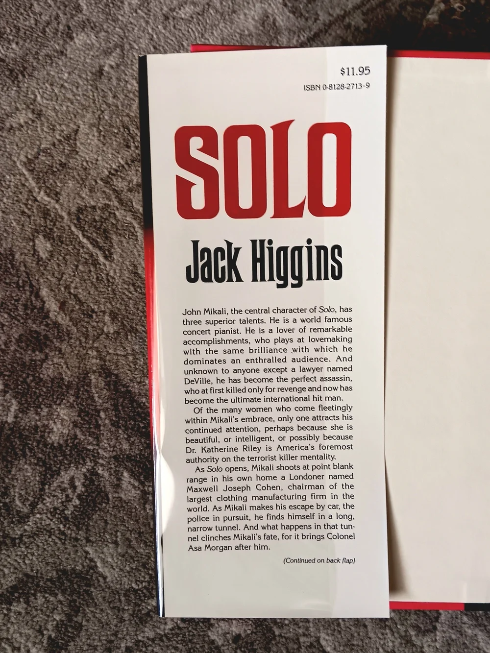 1980 Jack Higgins SOLO 1st Ed Hardcover | Stein & Day | Like New